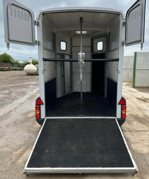 Rear of horesebox trailer with ramp down