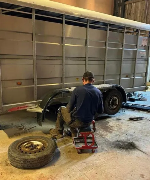 Repairing livestock trailer